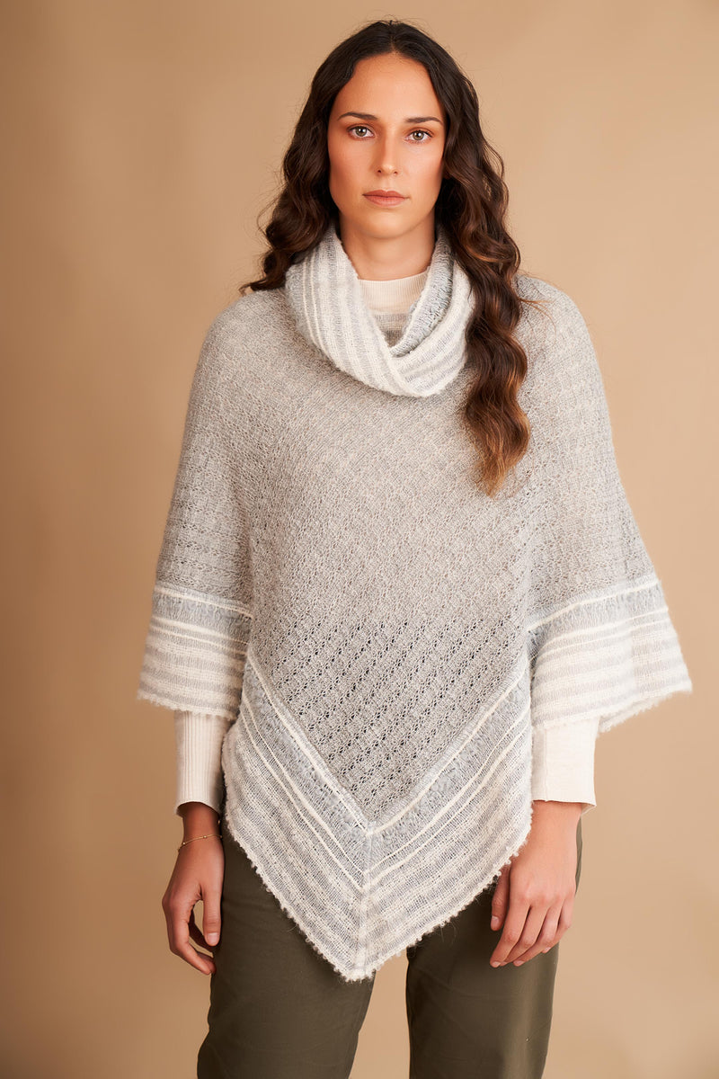 silver and natural baby alpaca poncho made in peru